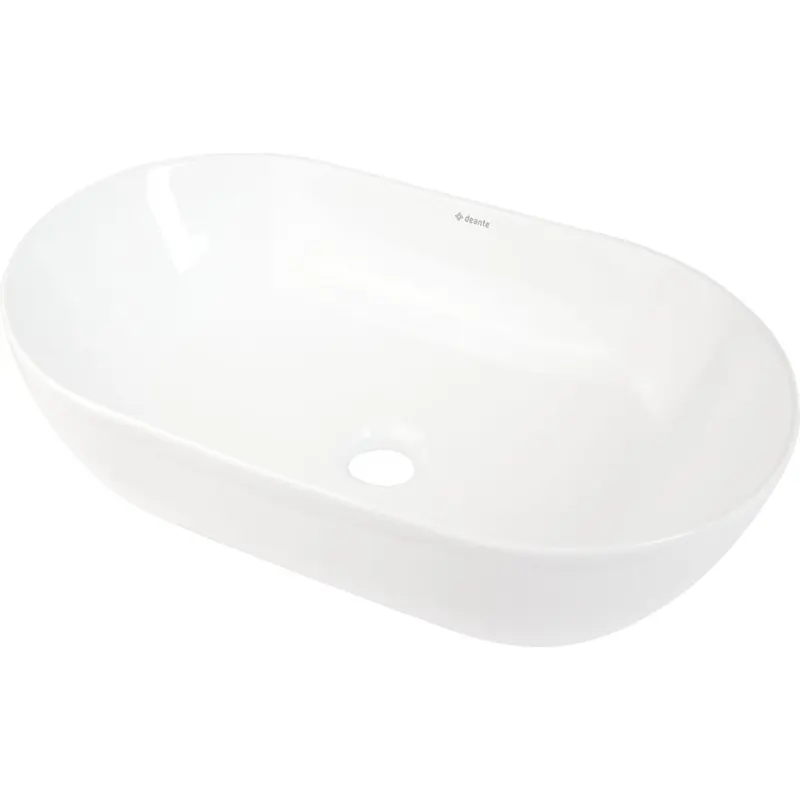 Lavoar pe blat Deante Peonia oval, alb lucios, 50 cm