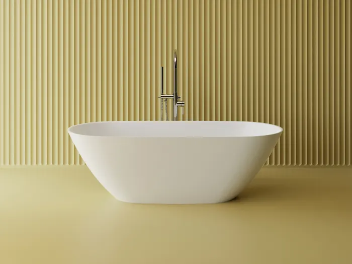 Cada freestanding ovala, compozit alb mat, interior lucios, 160x70x50 cm, Essence