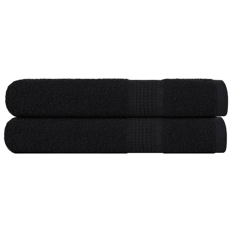 Prosoape de sauna, frogn, 2 buc., negru, 80x200 cm, 360 g/m2