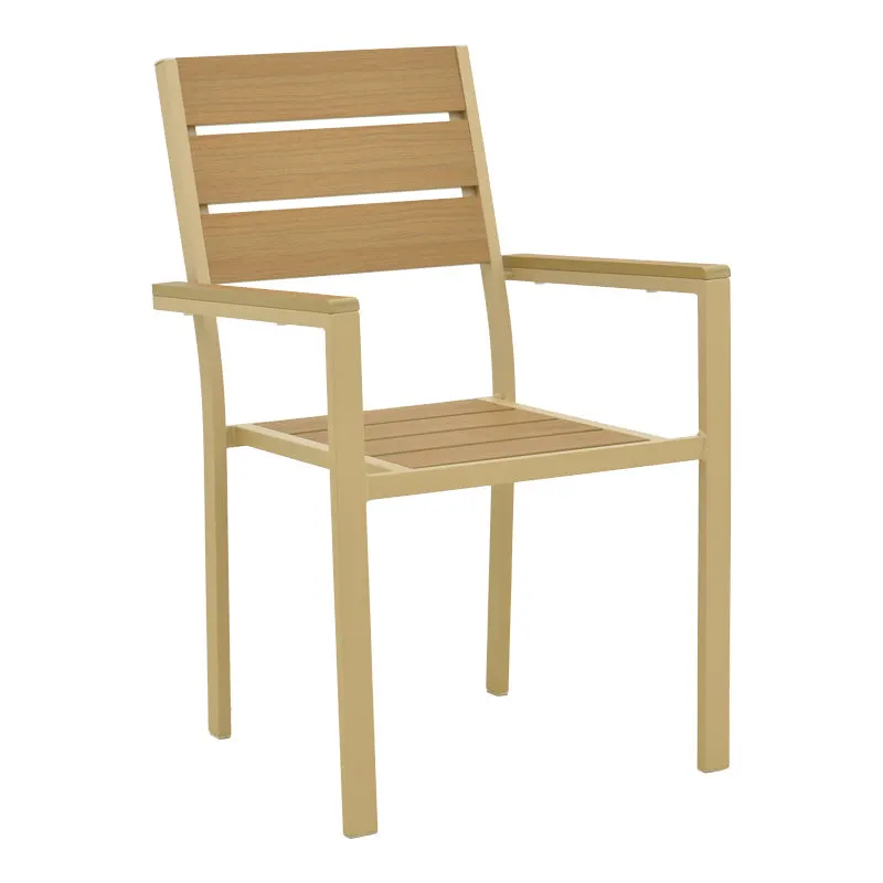 Scaun exterior Breze, aluminiu si plywood, 58x60x88 cm - Natural-Cappuccino