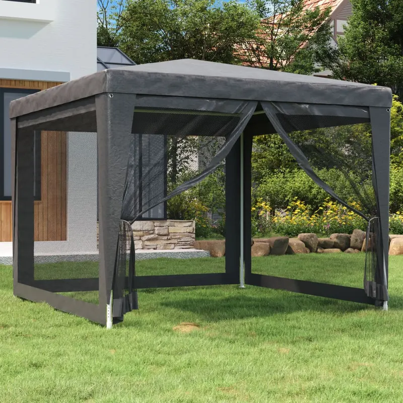 cort de petrecere cu 4 pereti din plasa, antracit, 3x3 m, hdpe