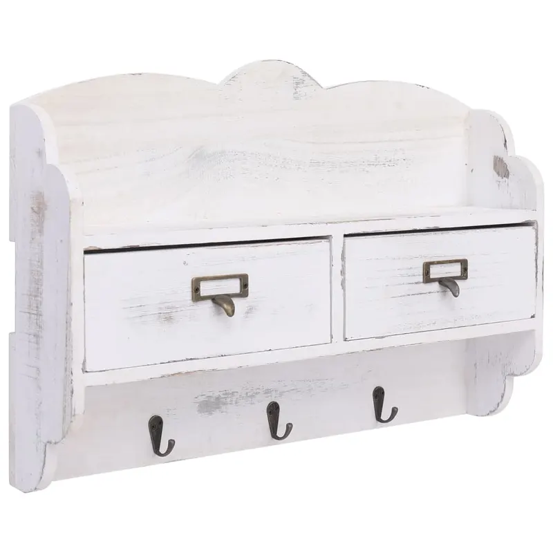 cuier de perete, alb, 50 x 10 x 34 cm, lemn