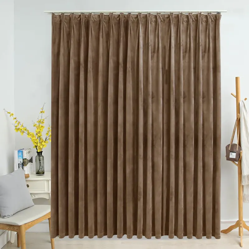 draperie opaca, bej, 290 x 245 cm, catifea, cu carlige