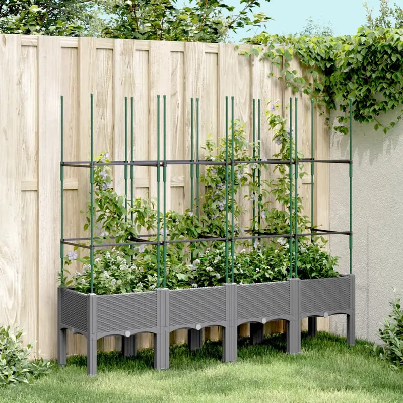 jardiniera de gradina cu spalier gri deschis 160x40x142,5 cm pp