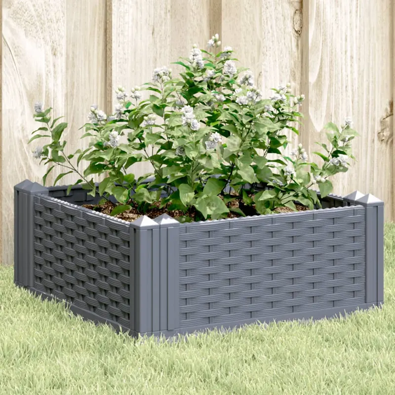 jardiniera de gradina cu tarusi, gri, 42,5x42,5x28,5 cm, pp