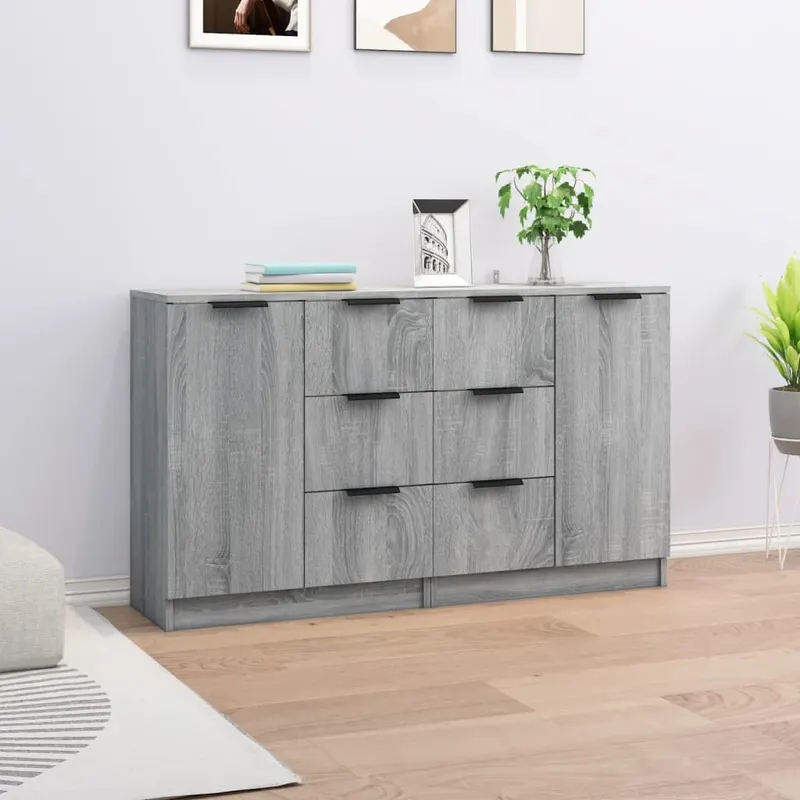 servante, 2 buc., sonoma gri, 60x30x70 cm, lemn prelucrat