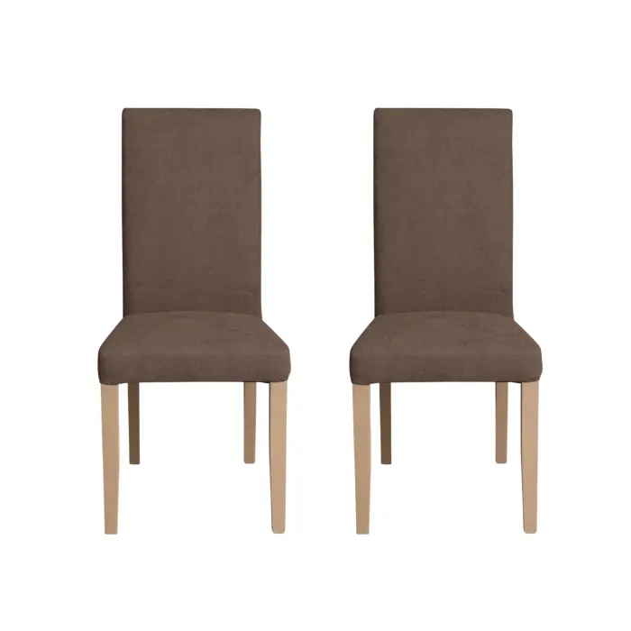 Set 2 scaune living TEO, picioare lemn natur, stofa maro, 46x60x98 cm