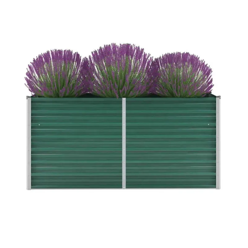 strat inaltat de gradina, verde, 160x40x77 cm, otel galvanizat