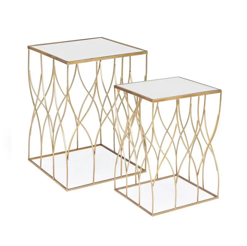 Set 2 masute de cafea ELENOR SQUARE 36x51/41x56 CM - Gold