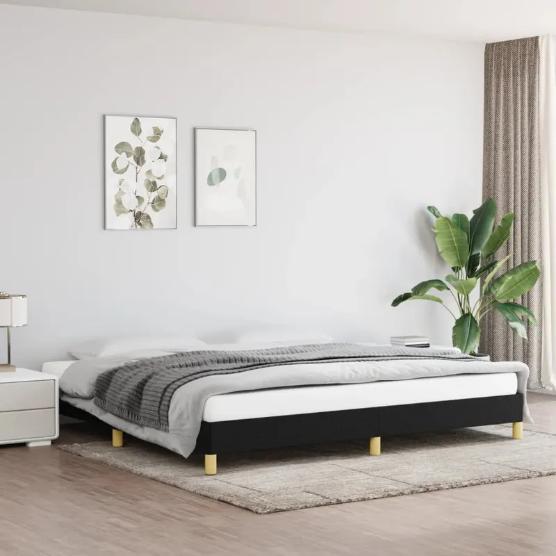 cadru de pat fara saltea, negru, 200x200 cm, textil