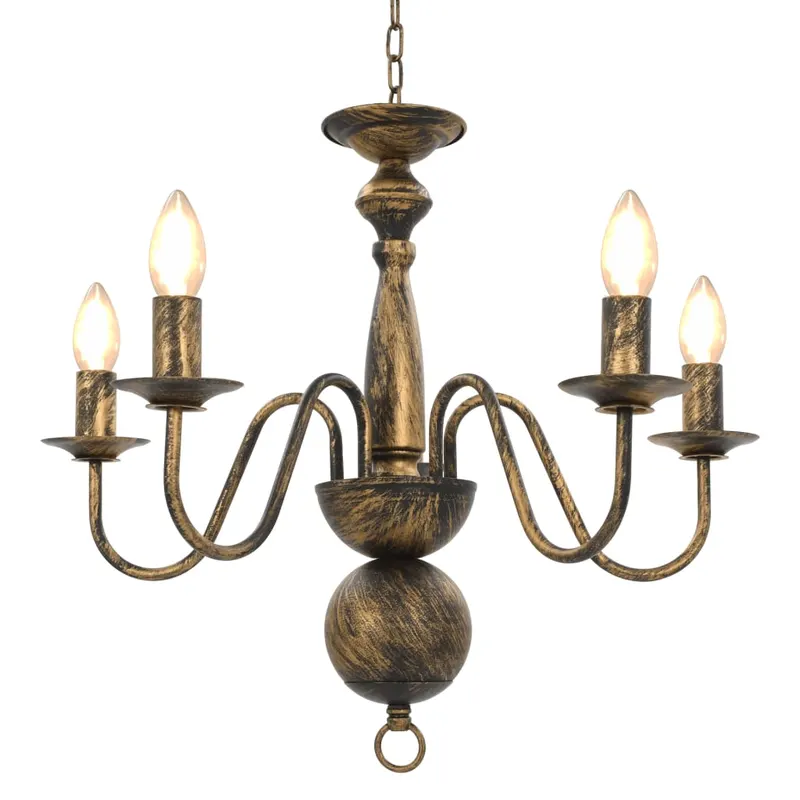 candelabru antichizat, negru, 5 becuri e14
