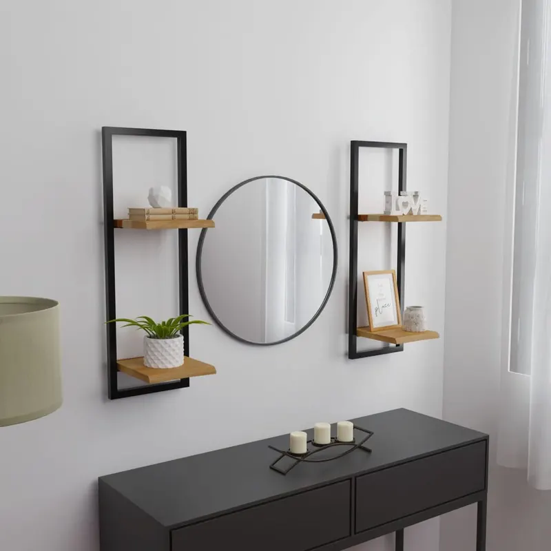 rafturi de perete 2 buc. 25x25x75 cm lemn masiv acacia/otel