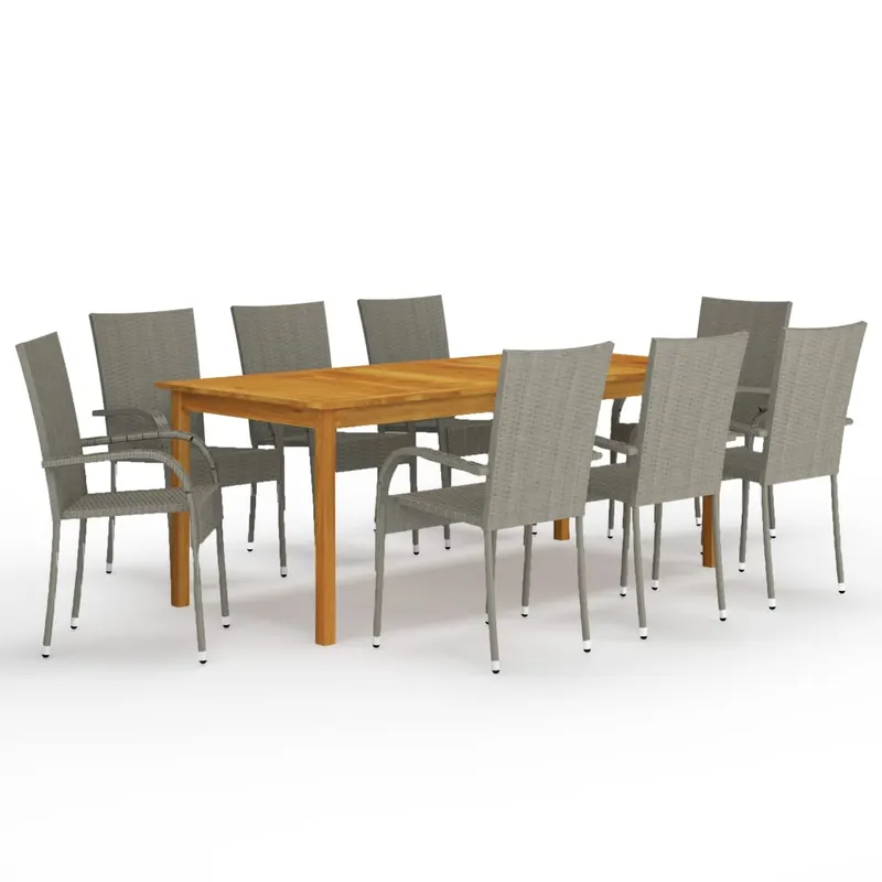 set mobilier de gradina, 9 piese, gri