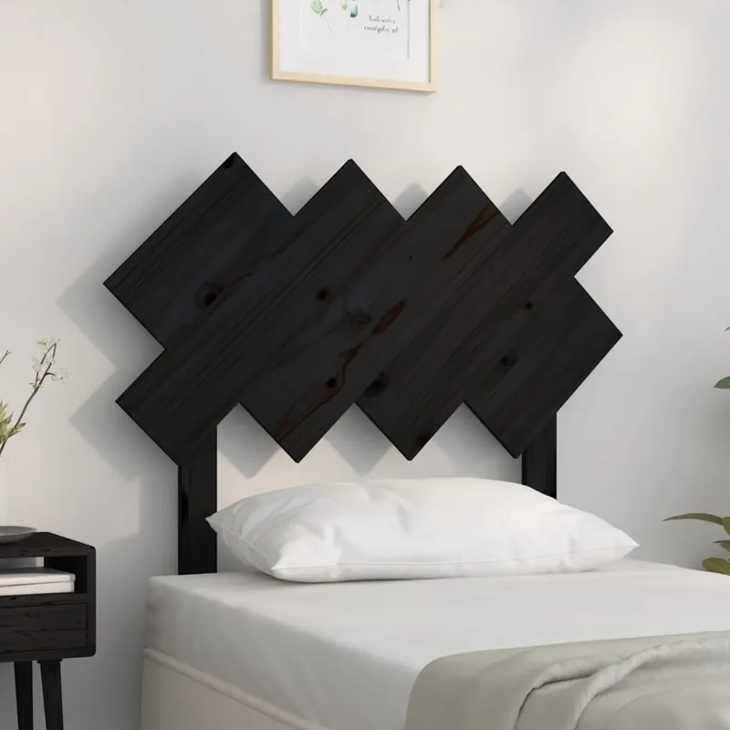 tablie de pat, negru, 92x3x81 cm, lemn masiv de pin