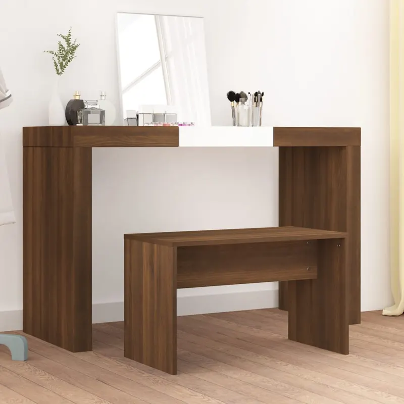 taburet de toaleta, stejar maro, 70x35x45 cm, lemn prelucrat