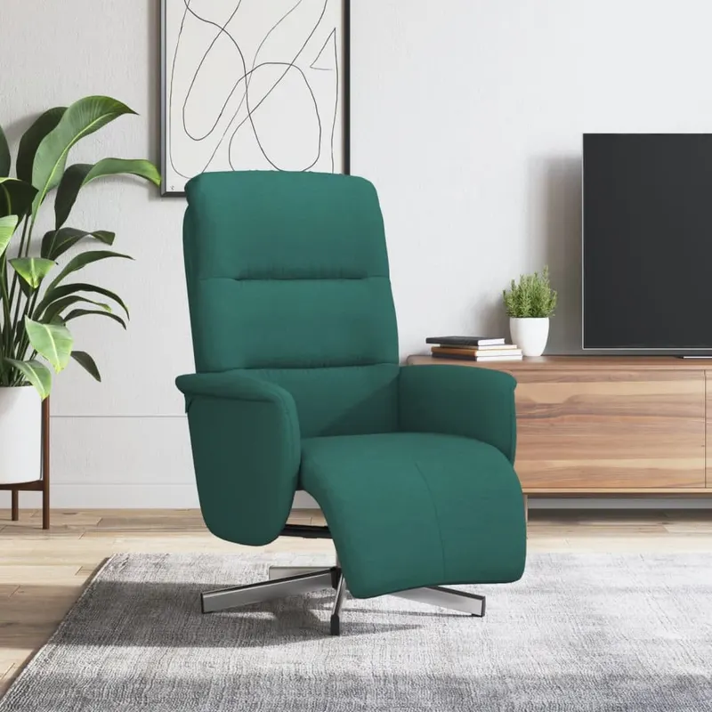 fotoliu rabatabil cu suport de picioare, verde inchis, textil