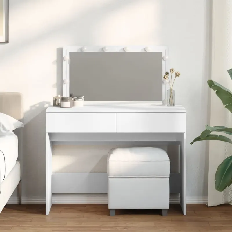 Masa de toaleta cu led, alb, 100x40x120 cm