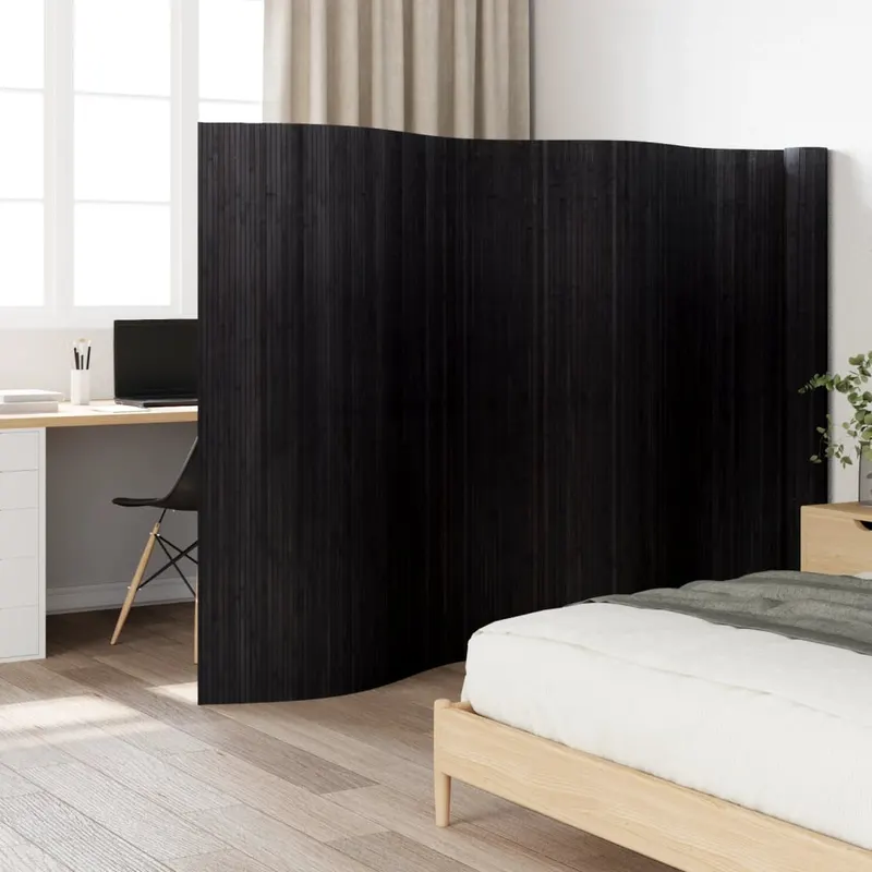 paravan de camera, negru, 165x800 cm, bambus