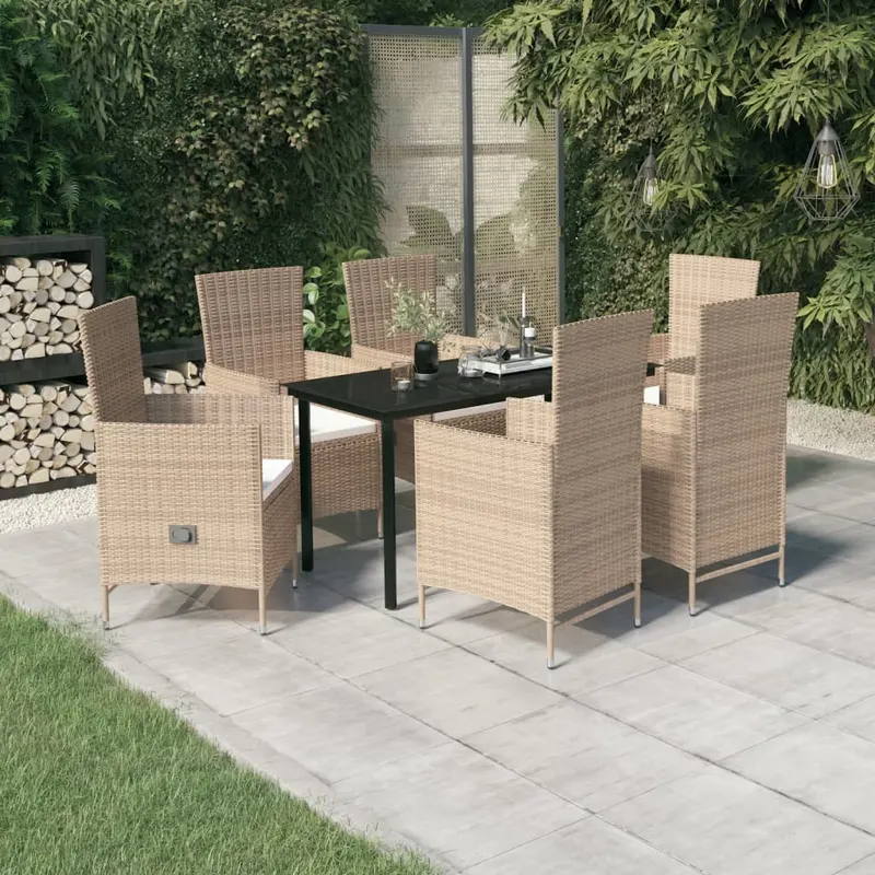 set mobilier pentru gradina, cu perne, 7 piese, bej