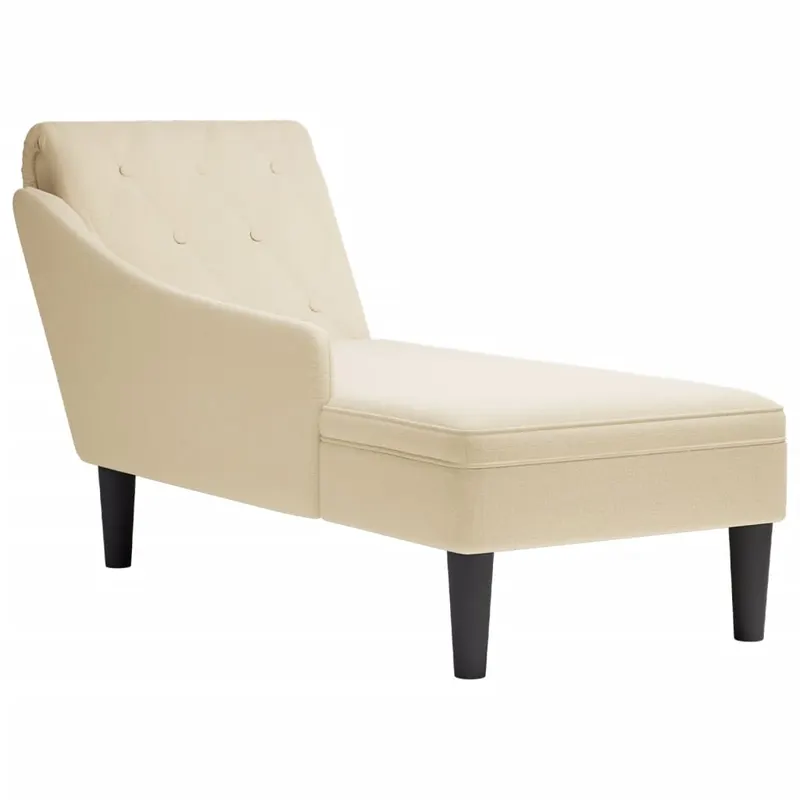 sezlong cu perna si cotiera dreapta, crem, textil