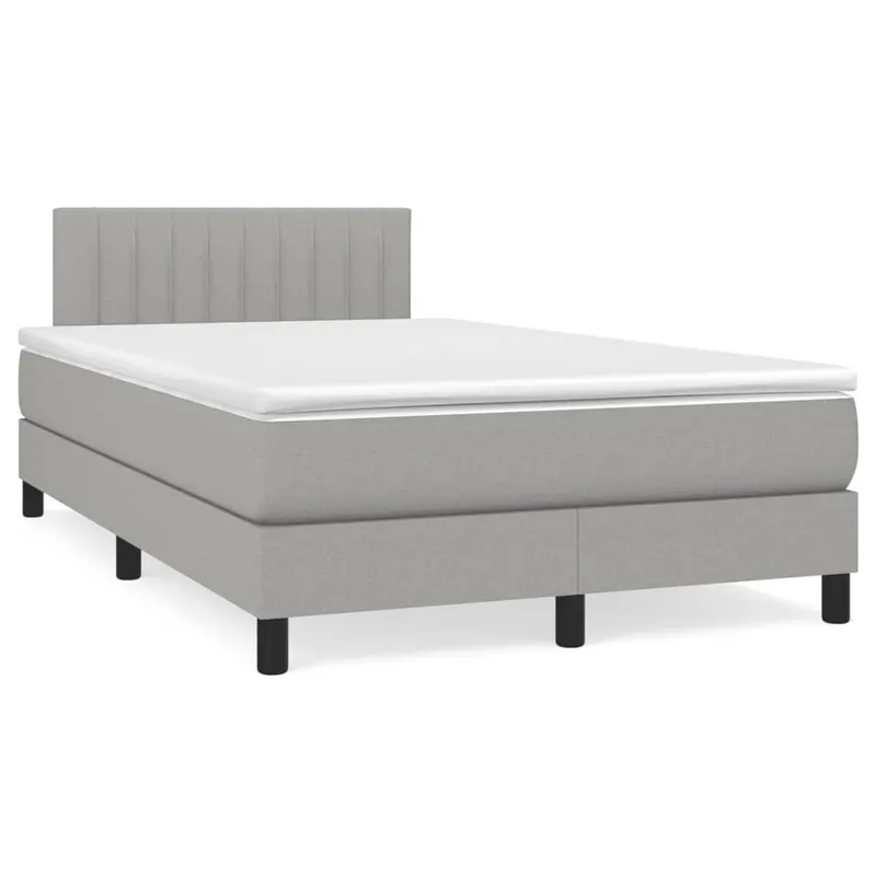 Pat cu arcuri, saltea si led, gri deschis, 120x190 cm, textil