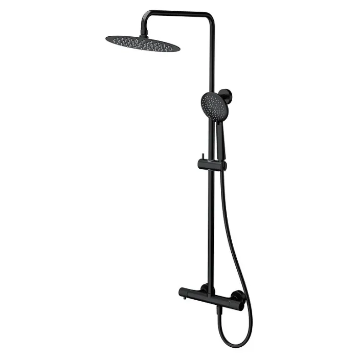 Coloana de dus cu termostat si dus de ploaie negru, Cersanit Zen