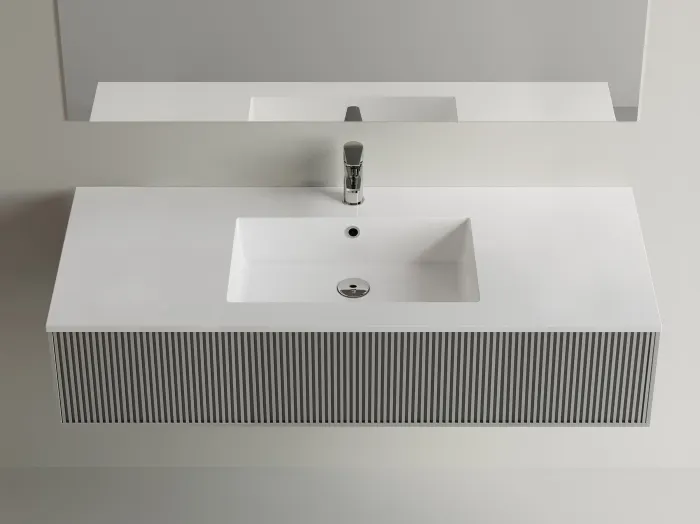 Lavoar baie incastrat din compozit 120x50 cm, alb mat, dreptunghiular Pure 120