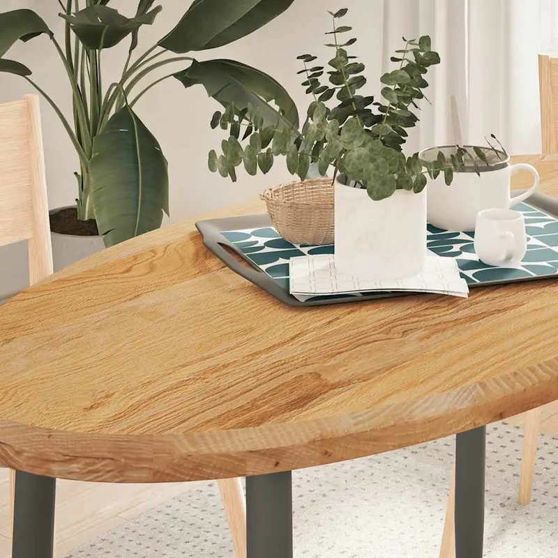 blat de masa maro deschis 120x60x4 cm lemn masiv de stejar oval