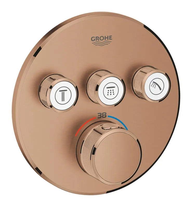 Unitate comanda Grohe 29121DL0, SmartControl, 1 2 , termostat, 3 iesiri, necesita valva, mat, cupru
