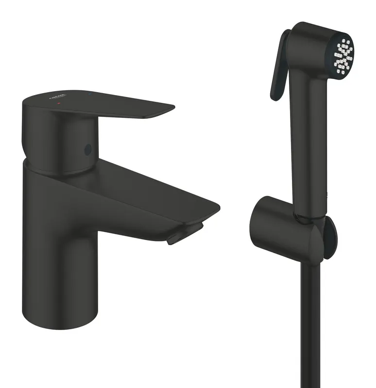 Baterie lavoar Grohe 237732431, 28 mm, 5 l min, 0.7 bar, 34 mm, 153 mm, 106 mm, 375 mm, 1 orificii instalare, Negru