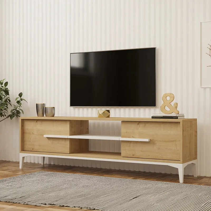 Comoda TV Eslem, 160x35x45 cm - Alb-Natural