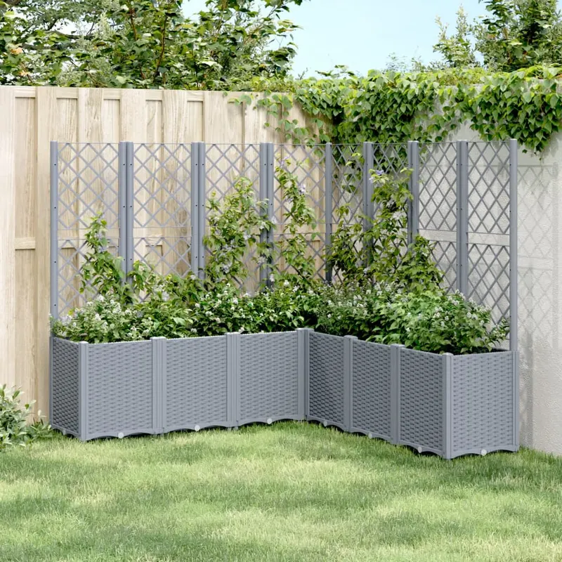 jardiniera de gradina cu spalier, gri, 160x160x140 cm, pp