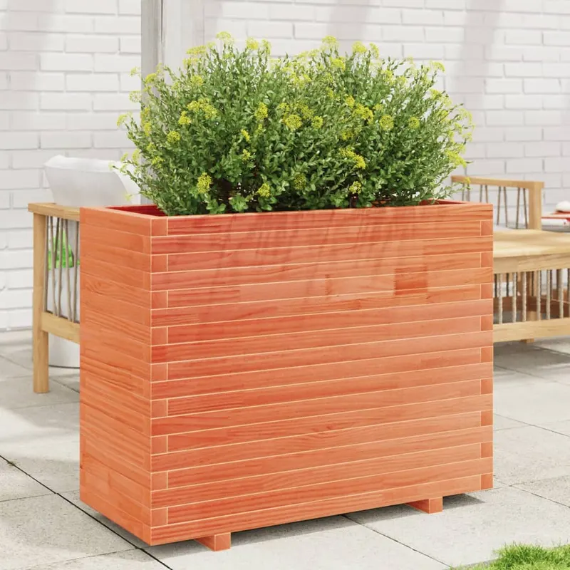 jardiniera gradina, maro ceruit, 90x40x72,5 cm, lemn masiv pin