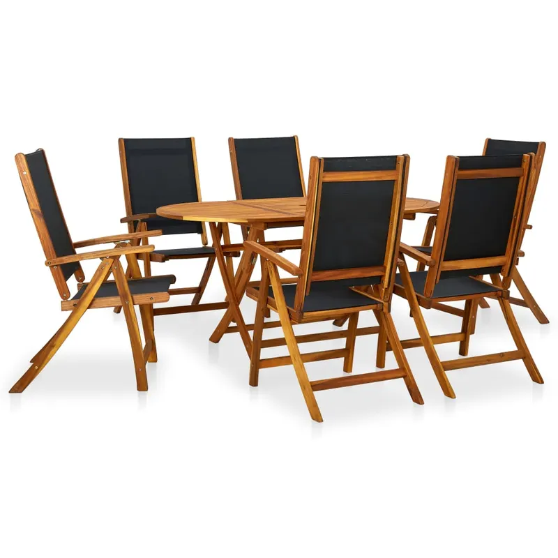 set mobilier de exterior, 7 piese, lemn masiv de acacia