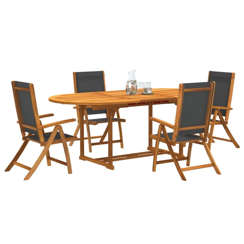 set mobilier de gradina, 5 piese, lemn masiv acacia/textilena