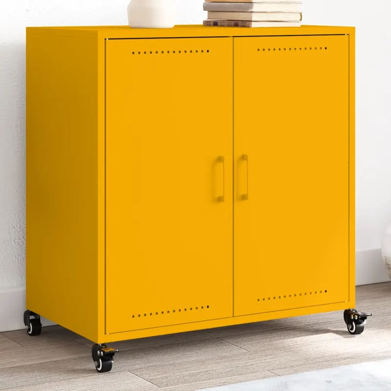 dulap, galben mustar, 68,5x39x72 cm, otel laminat la rece