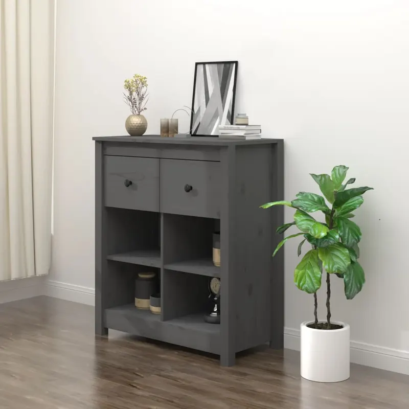 servanta, gri, 70x35x80 cm, lemn masiv de pin