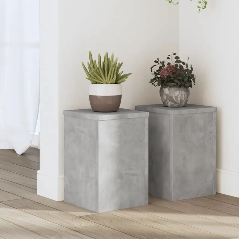 suport de plante, 2 buc., gri beton, 20x20x30 cm lemn prelucrat