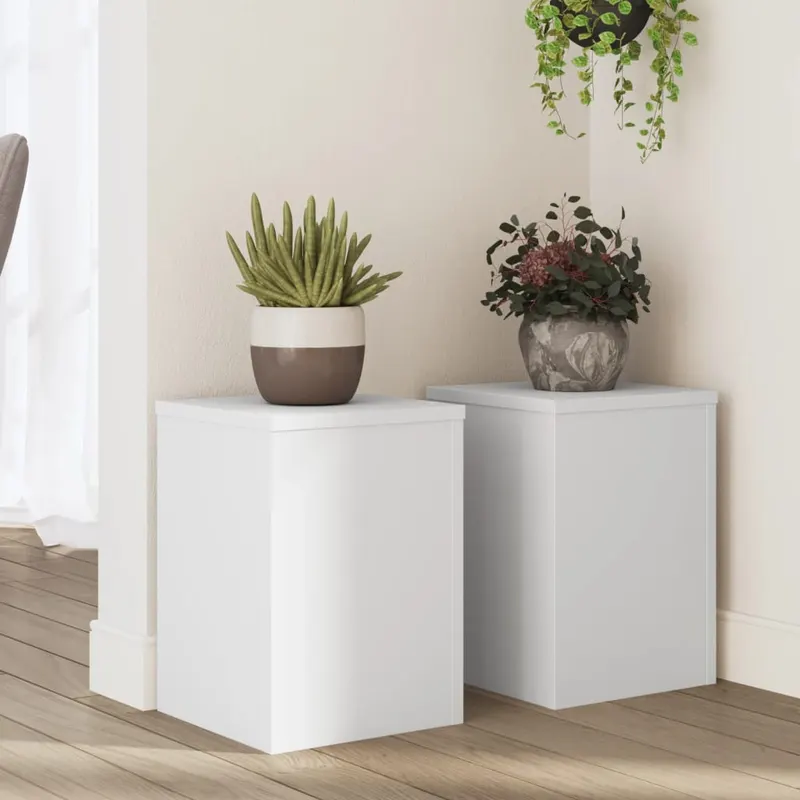 suporturi de plante, 2 buc., alb, 25x25x35 cm, lemn prelucrat