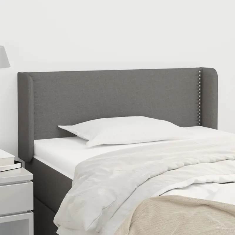 tablie de pat cu aripioare gri inchis 93x16x78/88 cm textil