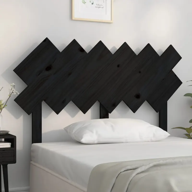 tablie de pat, negru, 122,5x3x80,5 cm, lemn masiv de pin