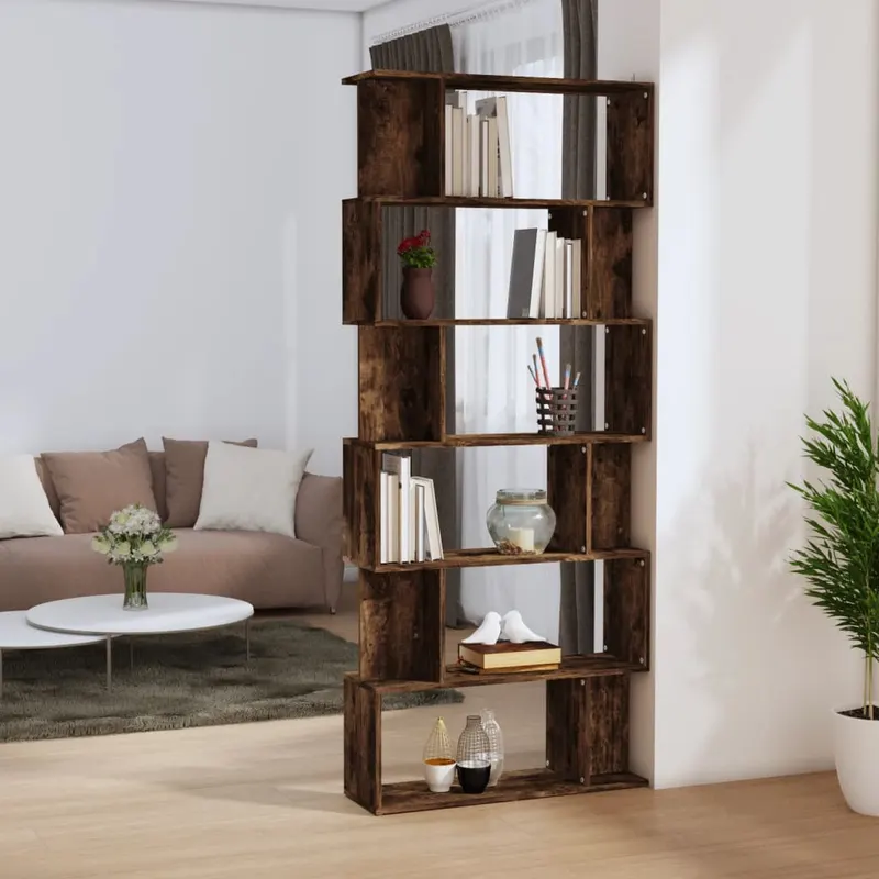 biblioteca/separator stejar fumuriu 80x24x192 cm lemn prelucrat
