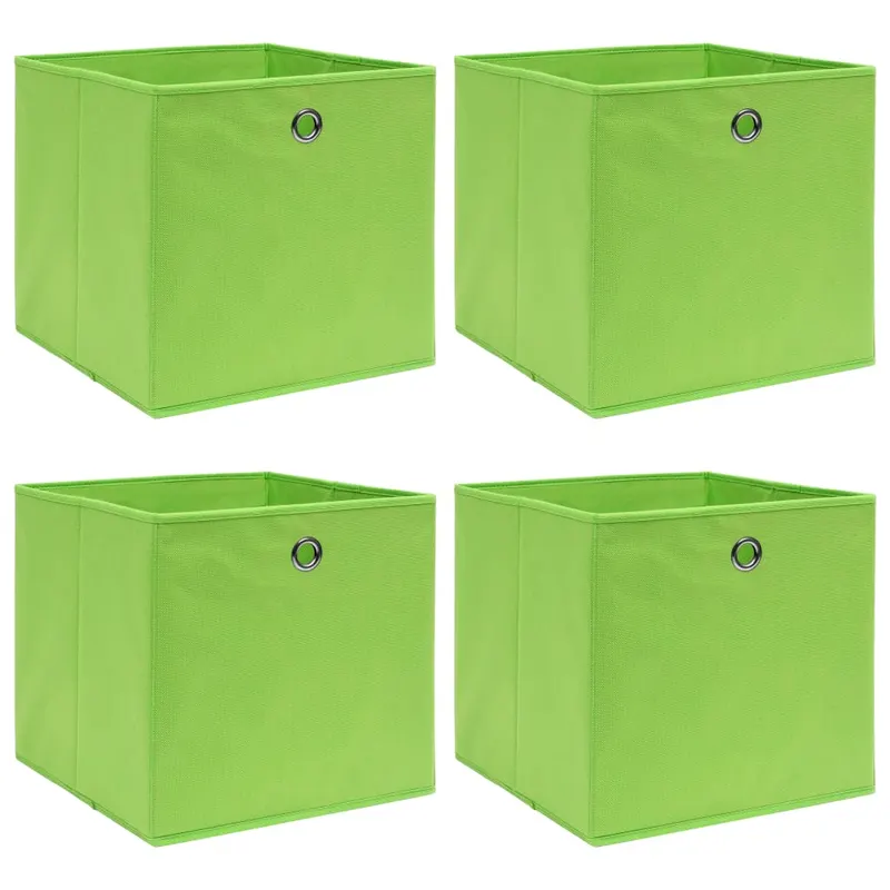 cutii de depozitare, 4 buc., verde, 32x32x32 cm, textil