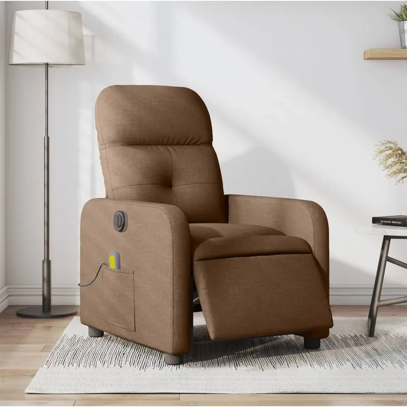 fotoliu electric de masaj rabatabil, maro, textil
