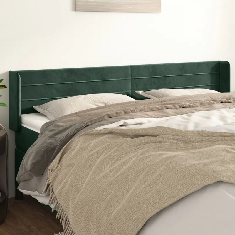 tablie de pat cu aripioare verde inchis 183x16x78/88 cm catifea