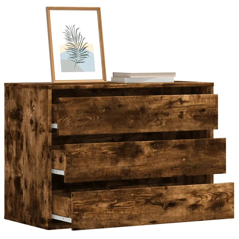 dulap colt cu sertare stejar fumuriu 80x41x58 cm lemn prelucrat