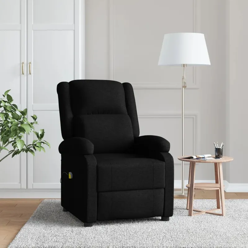 fotoliu de masaj spatar aripi, negru, material textil