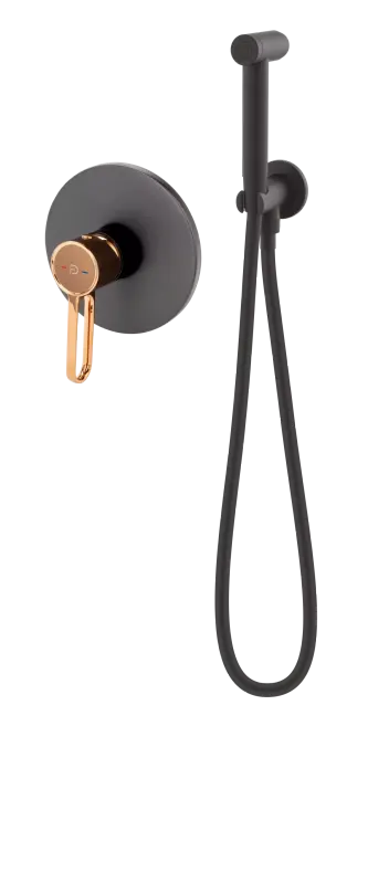 Set dus igienic Fdesign Zaffiro, incastrat, 1 functie, mat, negru, FD1-ZFR-66SET-25