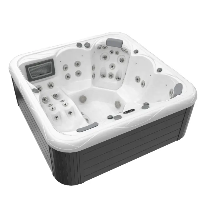 Minipiscina, alb-lucios, cu led si sistem audio 6 persoane, 215 x 215-cm, Wellis Venus