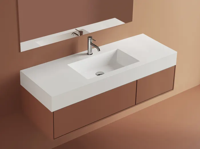 Lavoar compozit 1210 x 460 mm incastrat sau suspendat, dreptunghiular, Cube